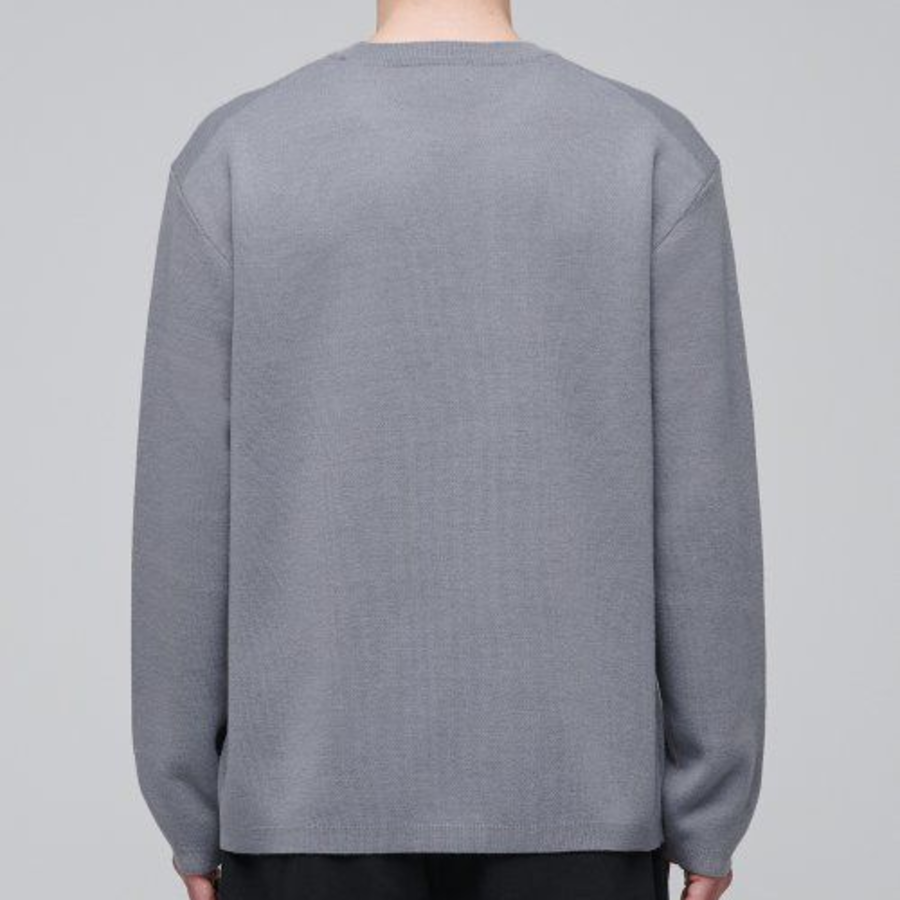 Minimal Crew Neck Knit — Purple Gray
