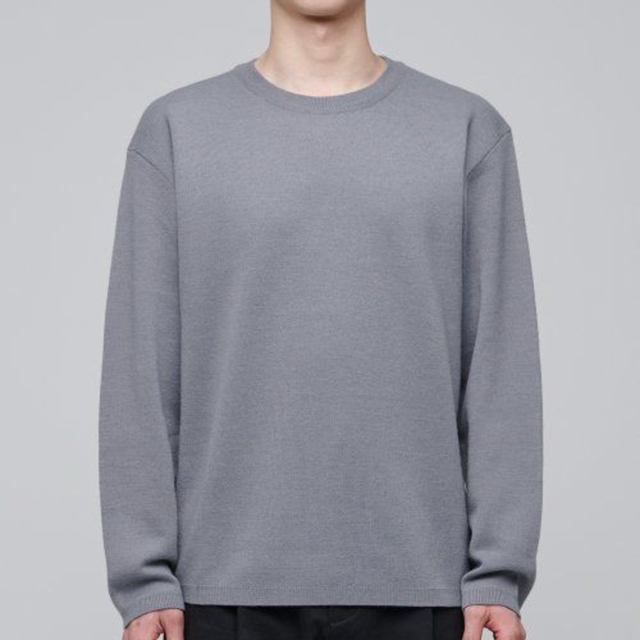 Minimal Crew Neck Knit — Purple Gray