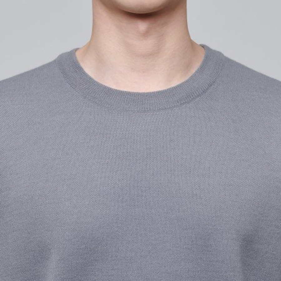 Minimal Crew Neck Knit — Purple Gray