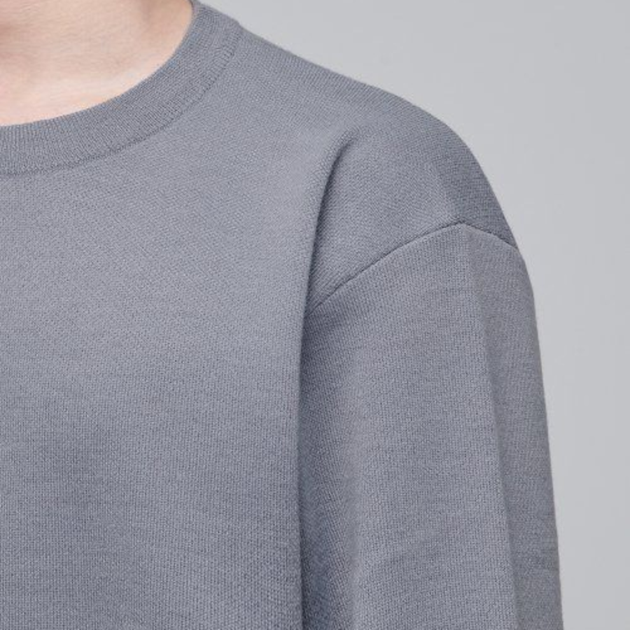 Minimal Crew Neck Knit — Purple Gray