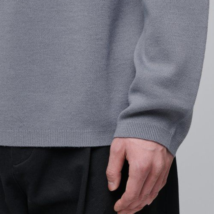Minimal Crew Neck Knit — Purple Gray