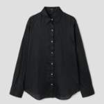 Theory Women Relaxed Linen Boyfriend Shirt - Black