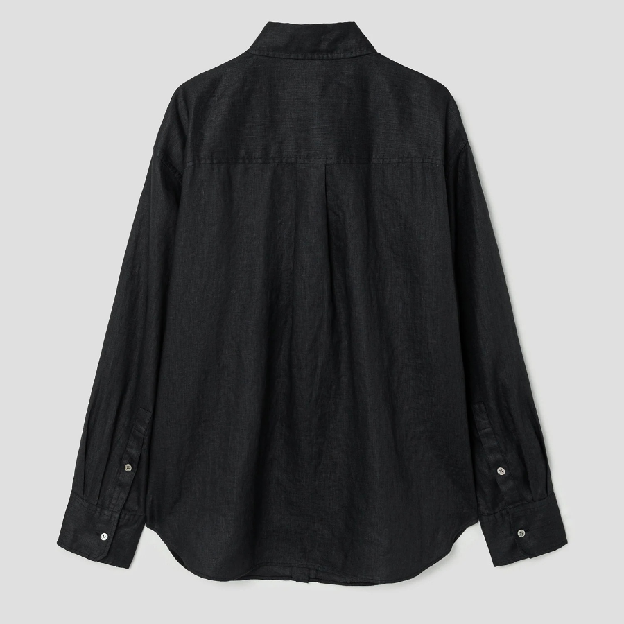 Theory Women Relaxed Linen Boyfriend Shirt - Black
