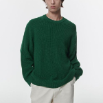 Cotton Ribbed Crew Neck Knit — Irish Green