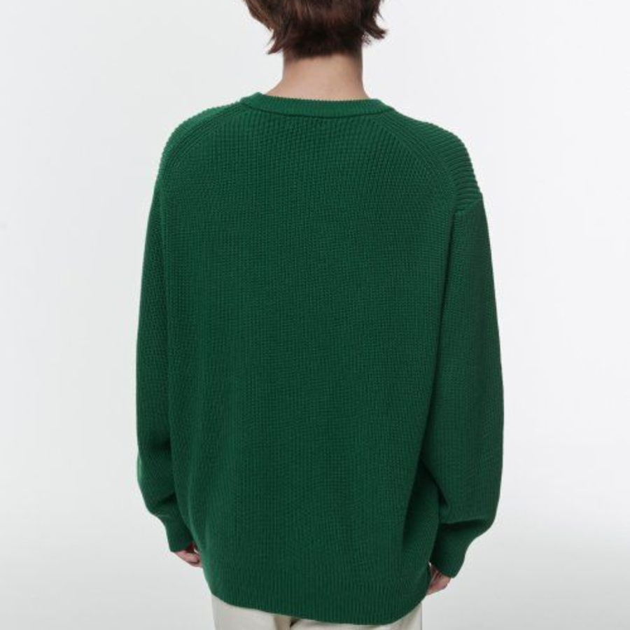 Cotton Ribbed Crew Neck Knit — Irish Green