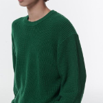 Cotton Ribbed Crew Neck Knit — Irish Green