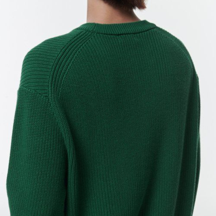 Cotton Ribbed Crew Neck Knit — Irish Green