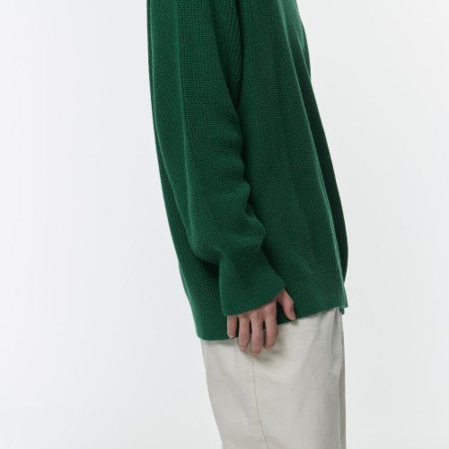 Cotton Ribbed Crew Neck Knit — Irish Green