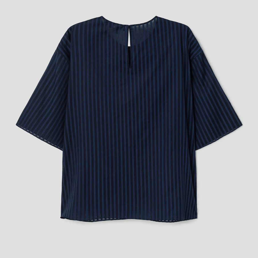 Theory Women Linear Cotton Oversized Boxy Tee - Nocturne Navy
