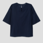 Theory Women Linear Cotton Oversized Boxy Tee - Nocturne Navy