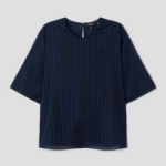 Theory Women Linear Cotton Oversized Boxy Tee - Nocturne Navy
