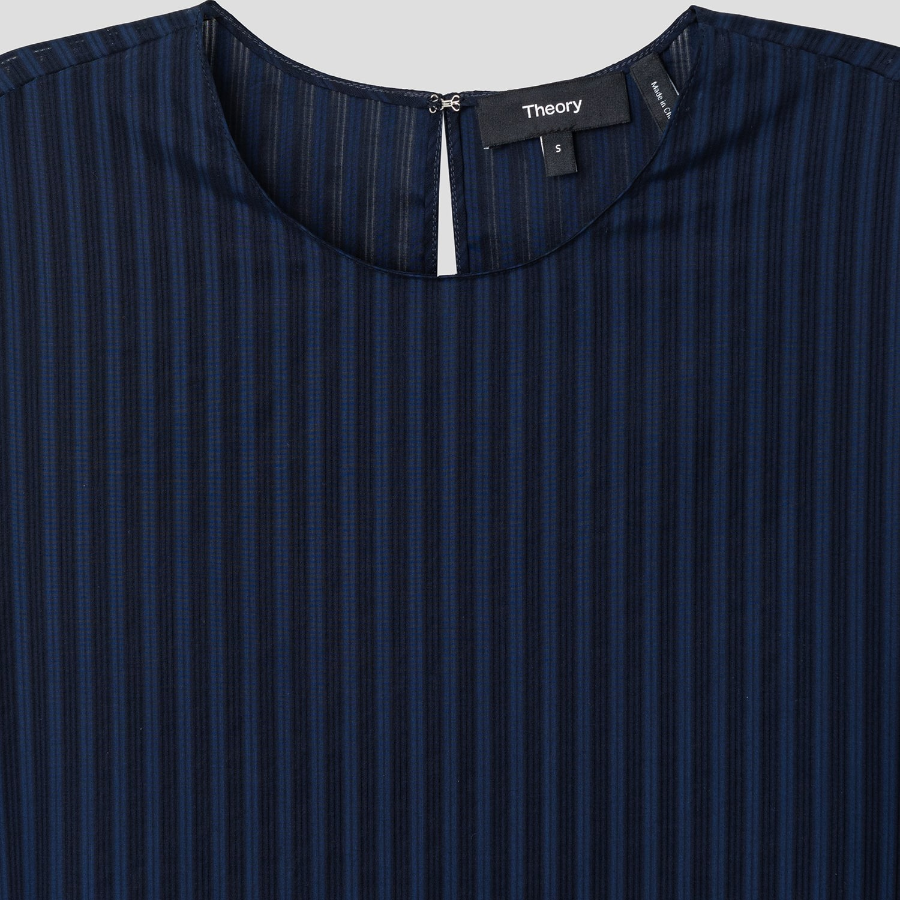Theory Women Linear Cotton Oversized Boxy Tee - Nocturne Navy