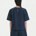 Theory Women Linear Cotton Oversized Boxy Tee - Nocturne Navy
