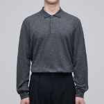 Merino Wool Blend High Gauge Collared Knit — Medium Gray