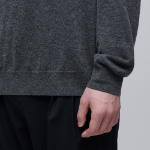 Merino Wool Blend High Gauge Collared Knit — Medium Gray