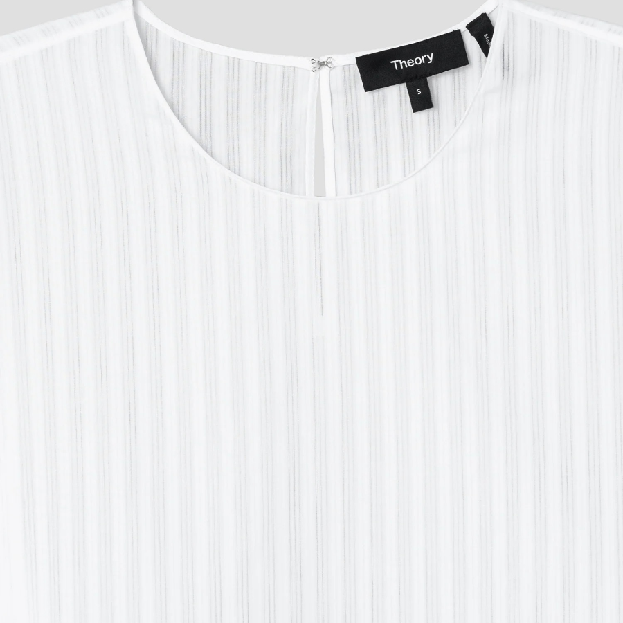 Theory Women Linear Cotton Oversized Boxy Tee - White