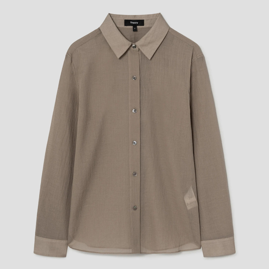 Theory Women Summer Cotton New Straight Shirt - Soft Taupe