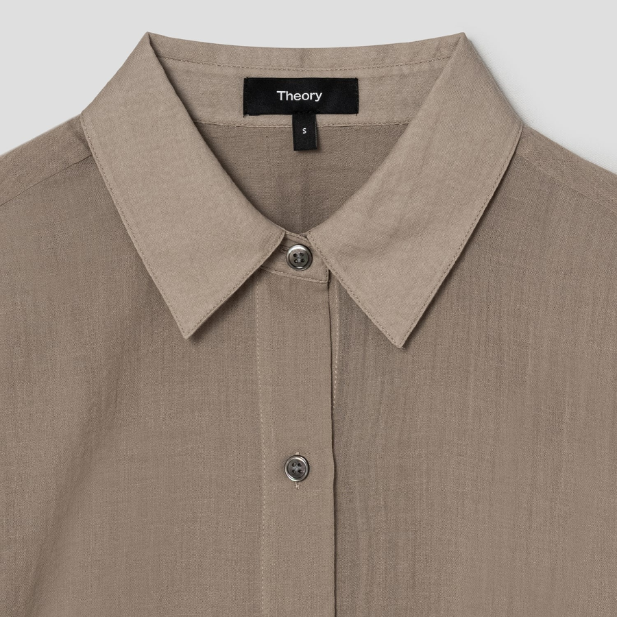 Theory Women Summer Cotton New Straight Shirt - Soft Taupe