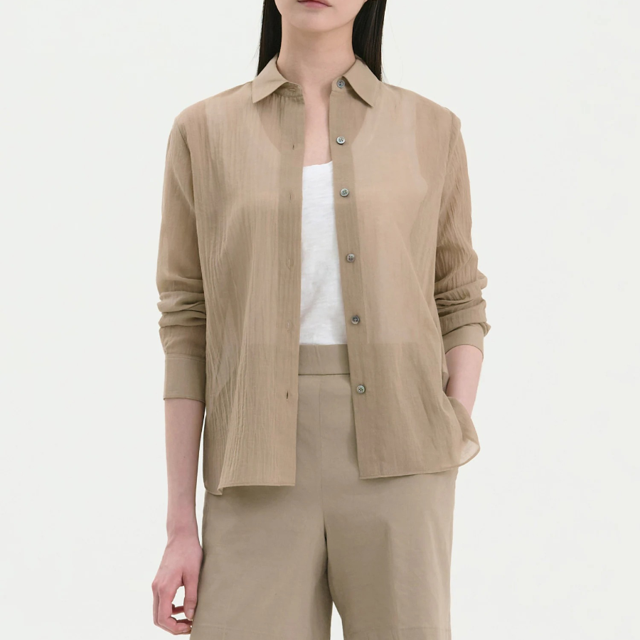 Theory Women Summer Cotton New Straight Shirt - Soft Taupe