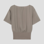 Theory Women Silk Combo Rib Waistband Shortsleevetop - Soft Taupe