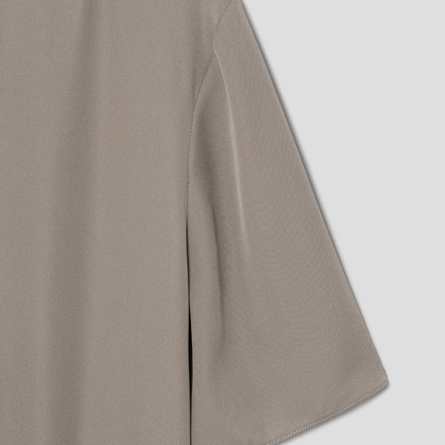 Theory Women Silk Combo Rib Waistband Shortsleevetop - Soft Taupe