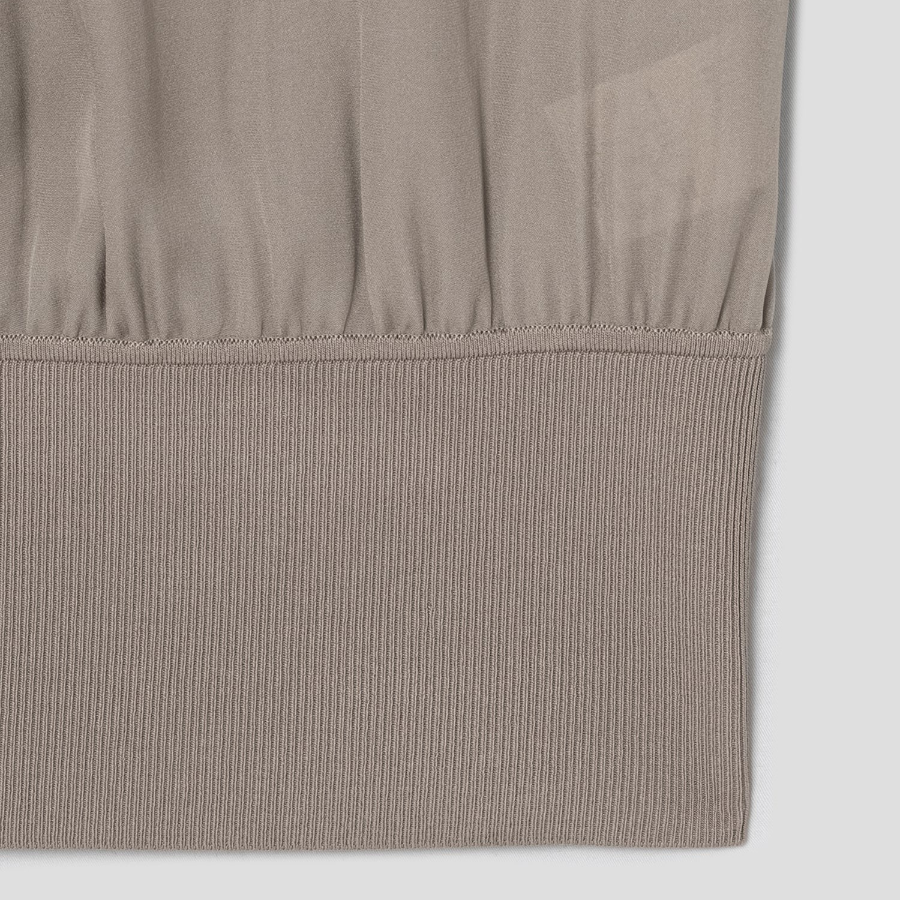 Theory Women Silk Combo Rib Waistband Shortsleevetop - Soft Taupe