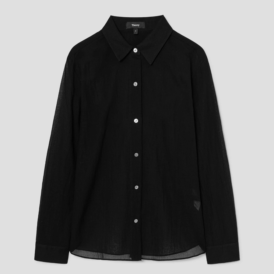 Theory Women Summer Cotton New Straight Shirt - Black