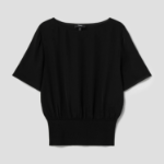 Theory Women Silk Combo Rib Waistband Shortsleevetop - Black