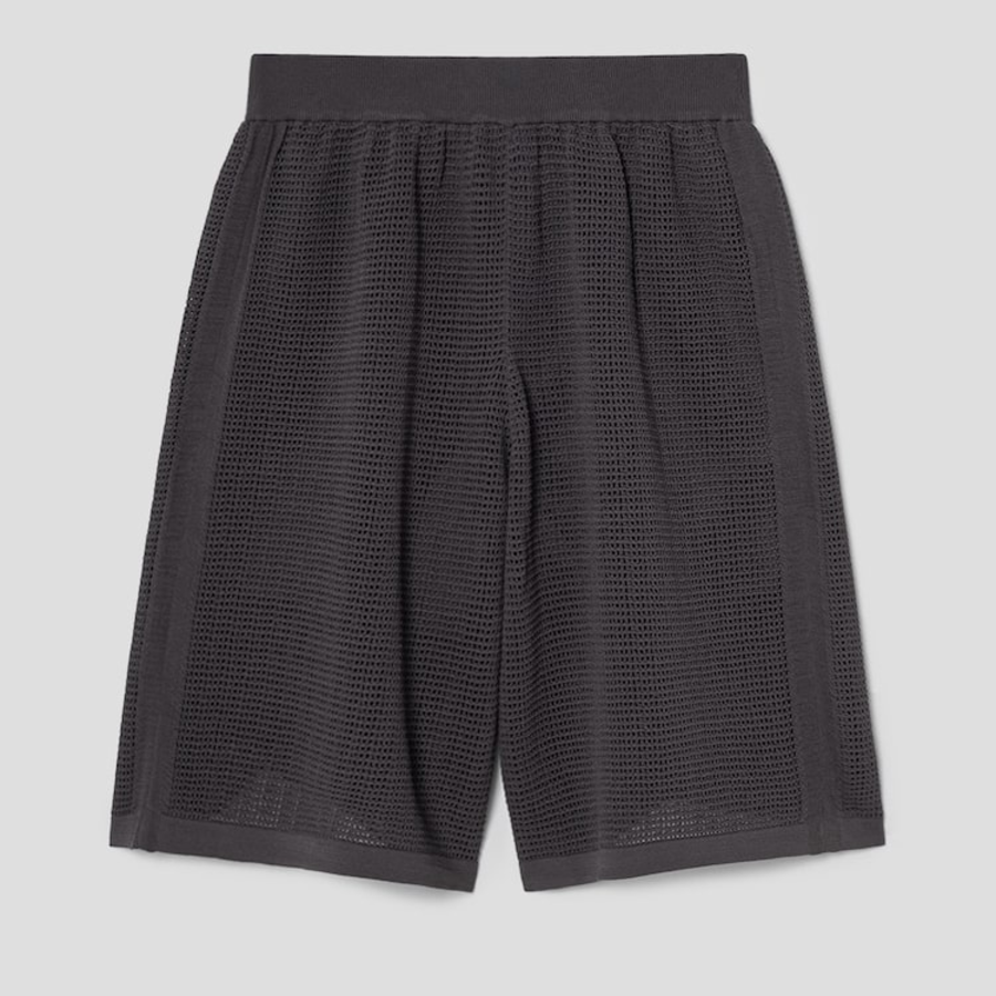 KUHO Rayon Blend Banded Wide Knit Shorts - Ash