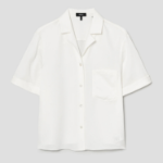 Theory Women Silk Georgette Short Sleeve Camp Shirt - Ivory