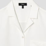 Theory Women Silk Georgette Short Sleeve Camp Shirt - Ivory
