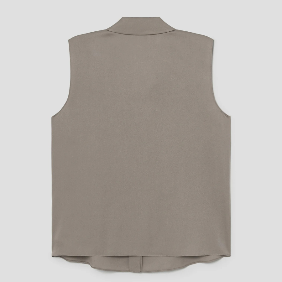 Theory Women Silk Georgette Camp Collar Blouse - Soft Taupe