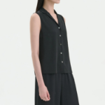 Theory Women Silk Georgette Camp Collar Blouse - Black