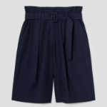 KUHO Cotton Belted Bermuda Pants - Navy