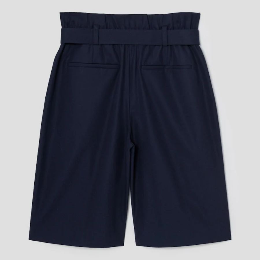 KUHO Cotton Belted Bermuda Pants - Navy