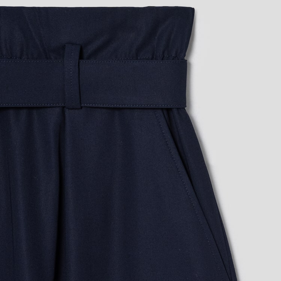 KUHO Cotton Belted Bermuda Pants - Navy