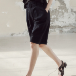 KUHO Cotton Belted Bermuda Pants - Navy