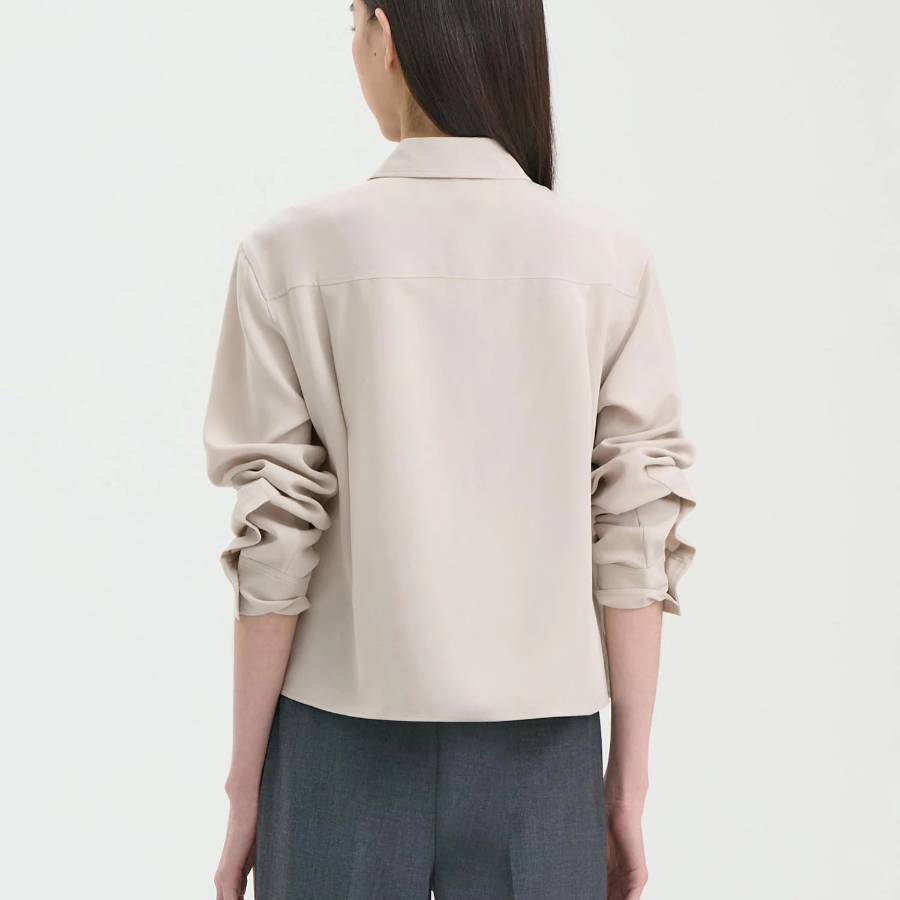 Theory Women Fluid Lyocell Boxy Pocket Shirt - New Sand