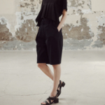 KUHO Cotton Belted Bermuda Pants - Navy