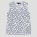 Theory Women Poly Georgette V-Neck Slit Blouse - Navy Multi