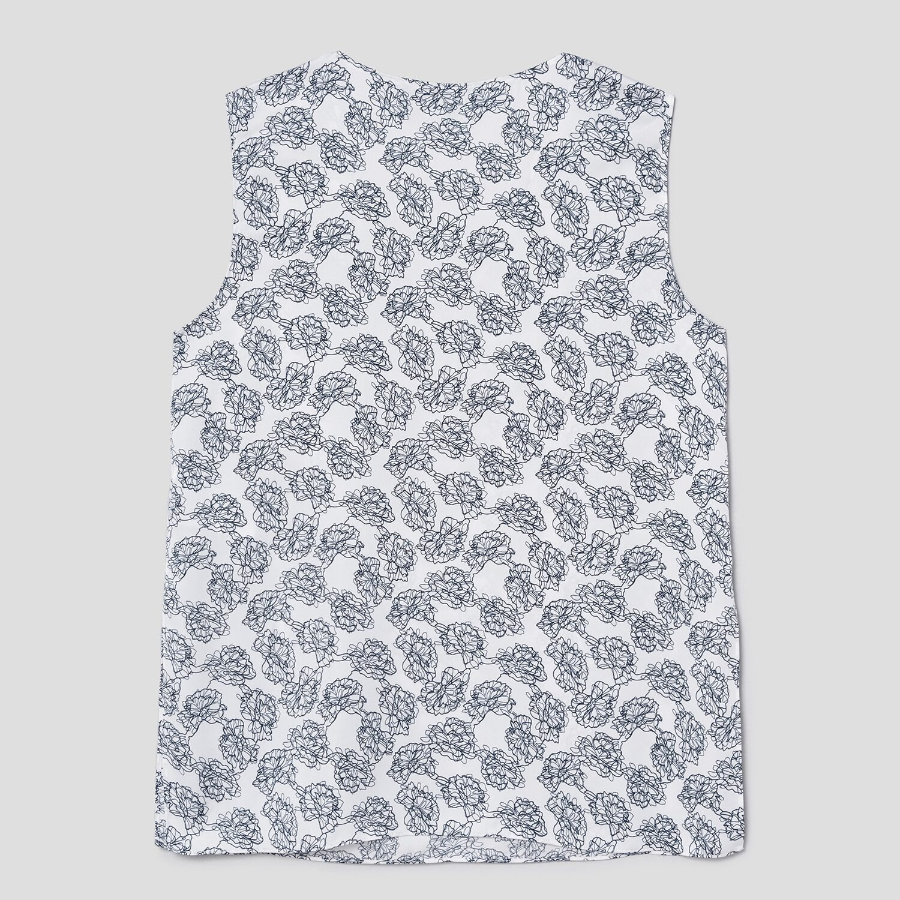 Theory Women Poly Georgette V-Neck Slit Blouse - Navy Multi