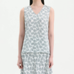 Theory Women Poly Georgette V-Neck Slit Blouse - Navy Multi