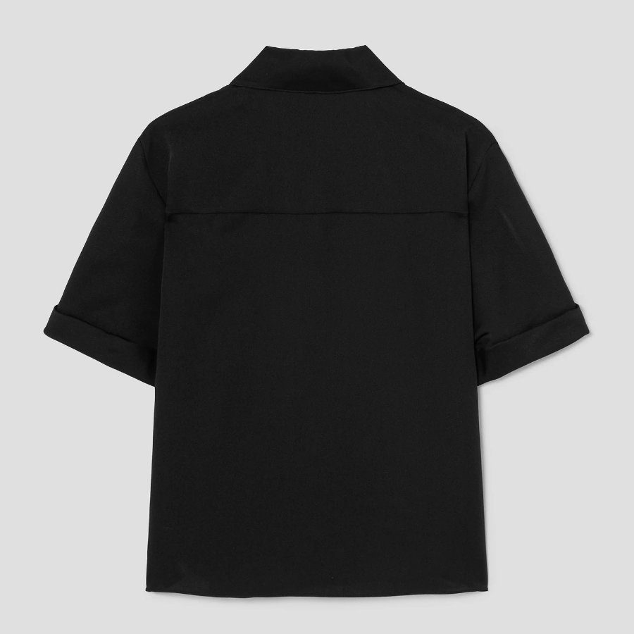 Theory Women Silk Georgette Short Sleeve Camp Shirt - Black