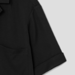 Theory Women Silk Georgette Short Sleeve Camp Shirt - Black