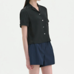 Theory Women Silk Georgette Short Sleeve Camp Shirt - Black