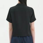 Theory Women Silk Georgette Short Sleeve Camp Shirt - Black