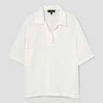 Theory Women Silk Georgette Fluid Polo Top - Ivory