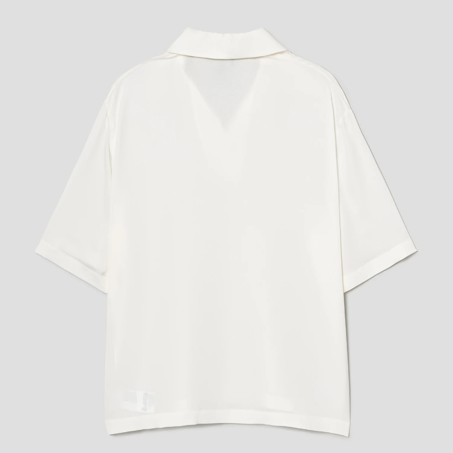 Theory Women Silk Georgette Fluid Polo Top - Ivory