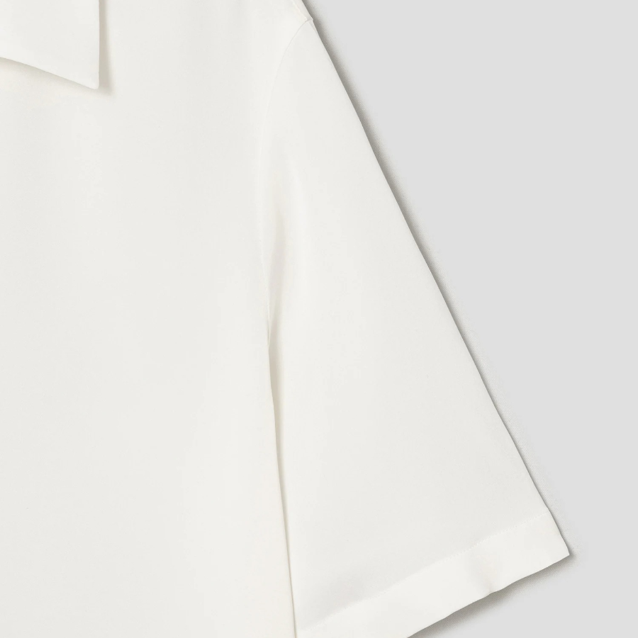 Theory Women Silk Georgette Fluid Polo Top - Ivory