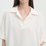 Theory Women Silk Georgette Fluid Polo Top - Ivory
